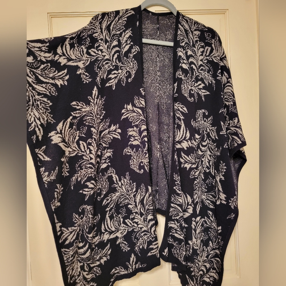 Black and Silver Floral Shawl